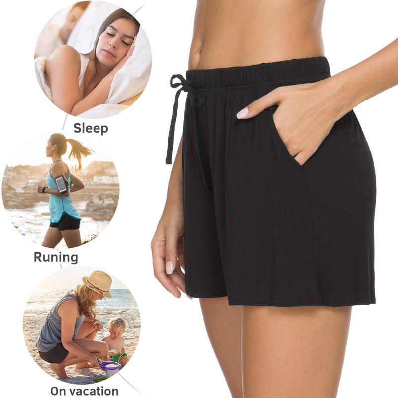 Orrpally Pajama Shorts Womens Lounge Short Sleep Shorts Pajama Bottoms 2-Pack Black Black XL - Image 3